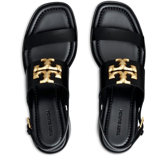 Tory Burch Miller Heel Sandal – Black / Gold Logo – Size 9 - Picture 4 of 6